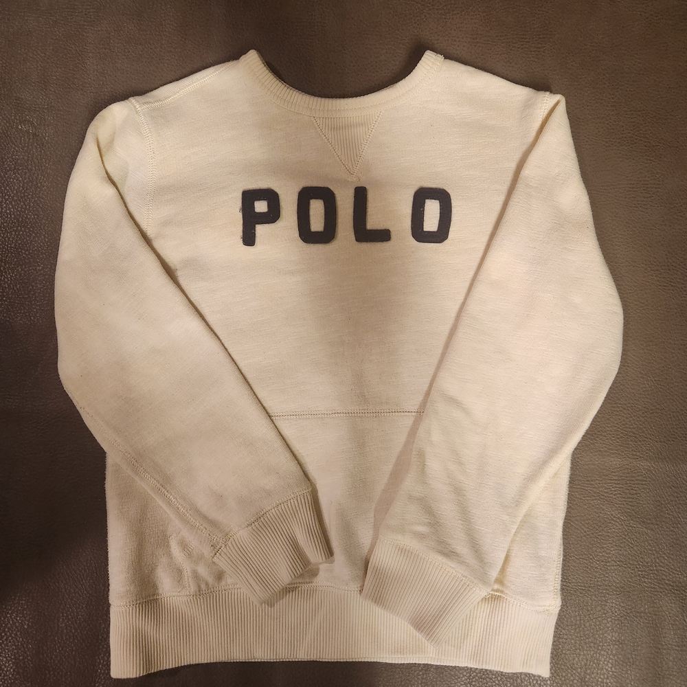 Polo by Ralph Lauren Cream Crewneck Sweater, Size 10-12, Excellent Condition
